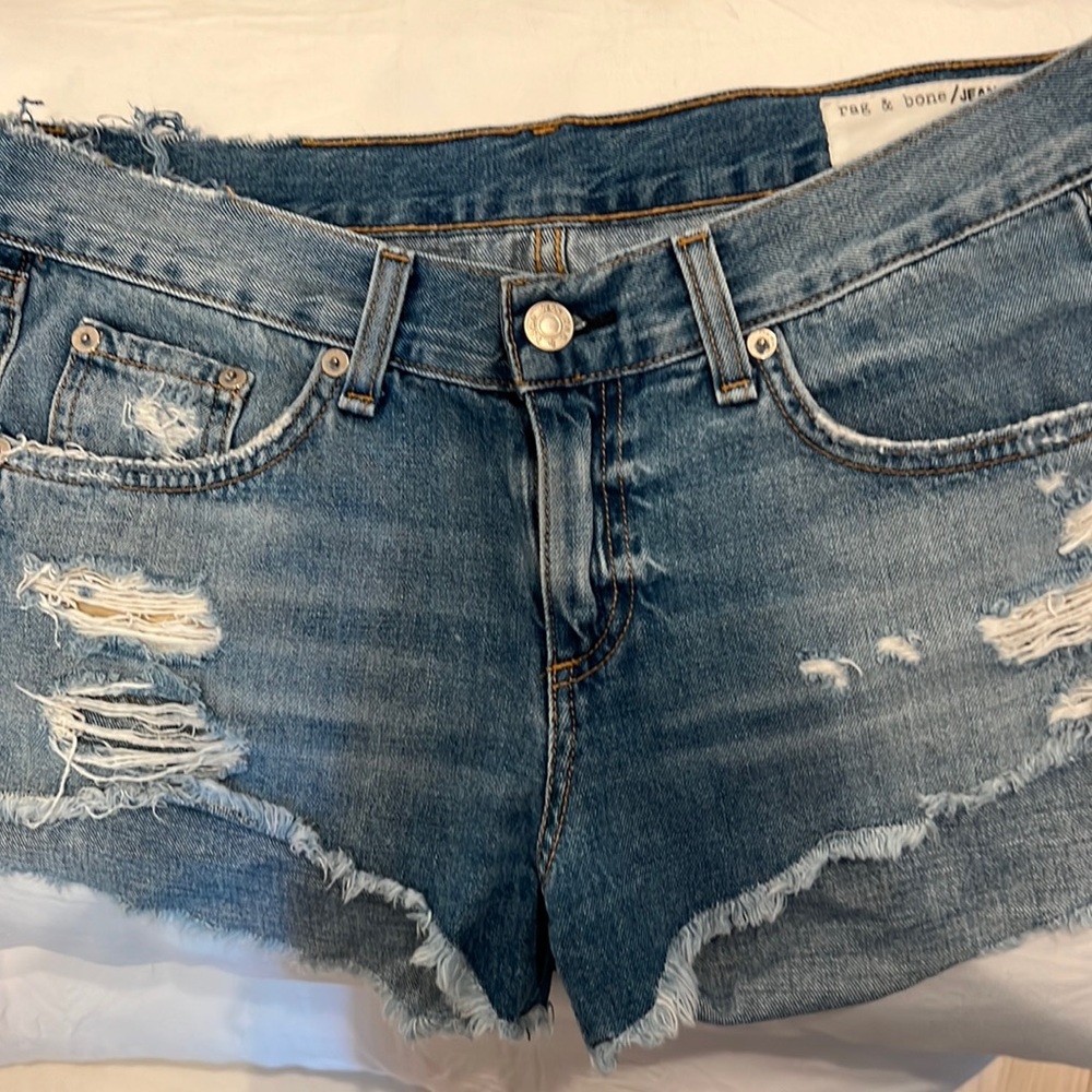 Rag and bone distressed denim shorts